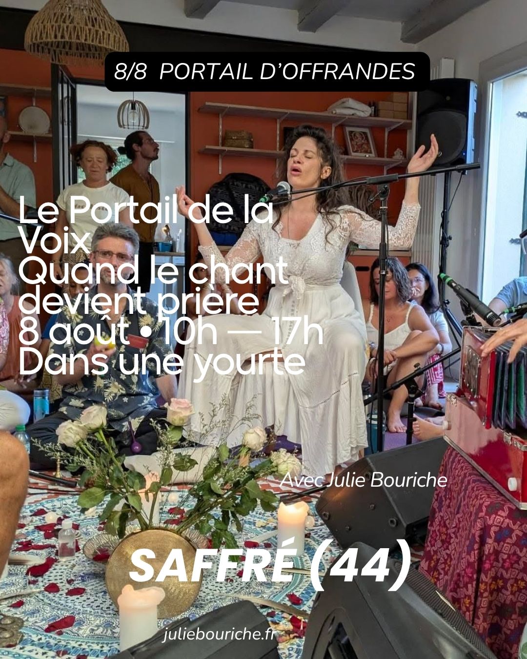 Le Portail de la Voix — journée chant et souffle avec Julie Jaya, 8 août, yourte à Saffré (44)